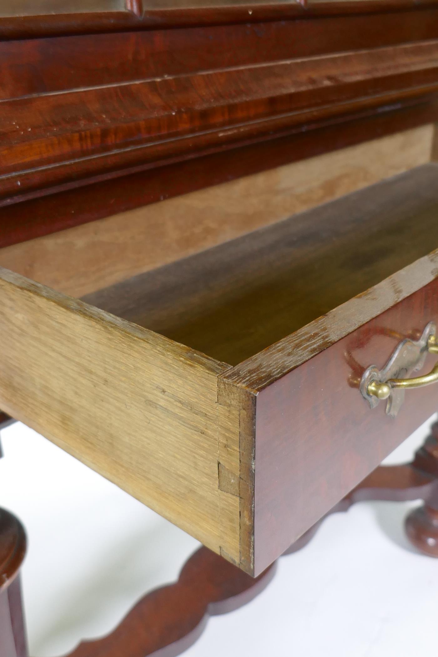 A C19th Dutch mahogany dome topped glazed display cabinet, with single door on a base with one - Image 5 of 8