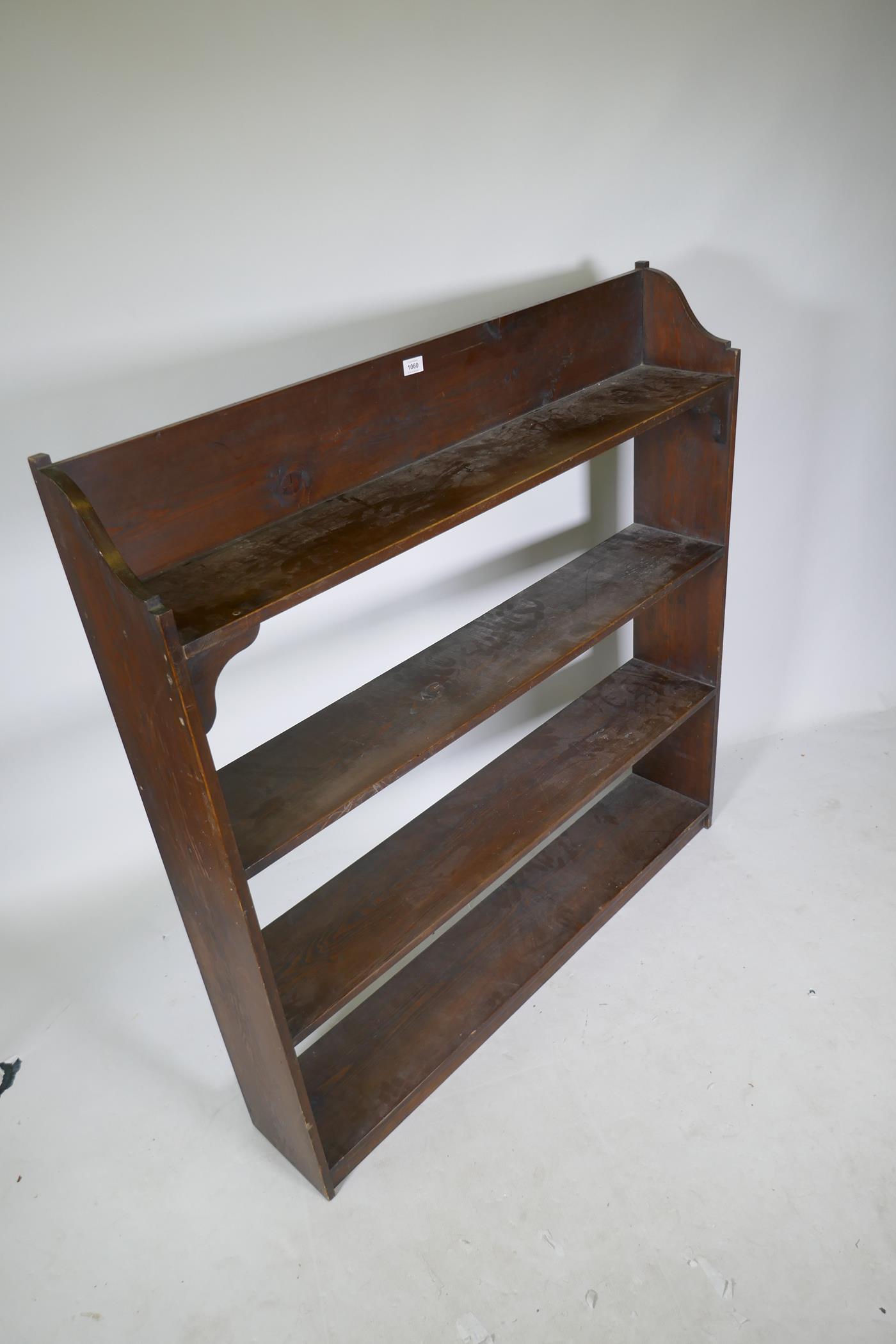 A vintage stained pine open bookshelf, 118 x 21 x 123cm - Image 3 of 3