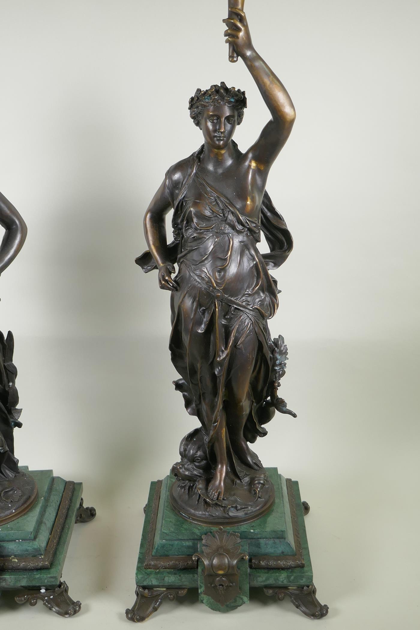 After Jean-Louis Gregoire, (French, 1840-1890), a pair of Grand Tour style bronze figural five - Image 3 of 8