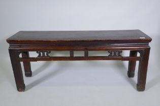 A Chinese hardwood bench, 115 x 32cm, 50cm high
