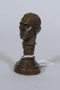 A Third Reich style bronze seal with a bust of Adolf Hitler, 7.5cm high