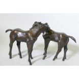 Kurt Arentz, bronze model of two horses, signed and numbered 2-25, 18cm high