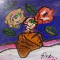 Peter Keil, flowers, signed, oil on board, 61 x 61cm