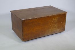 A C19th mahogany blanket box with lift up top, 94cm x 56cm x 41cm
