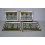 Two pairs of vintage leaded stained glass windows, largest 74 x 51cm