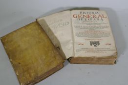 A History of Spain, C17th, two volumes, bound in vellum, Juan de Mariana, Historia General de