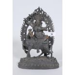 A Sino-Tibetan bronze figure of a deity on horseback, 32cm high