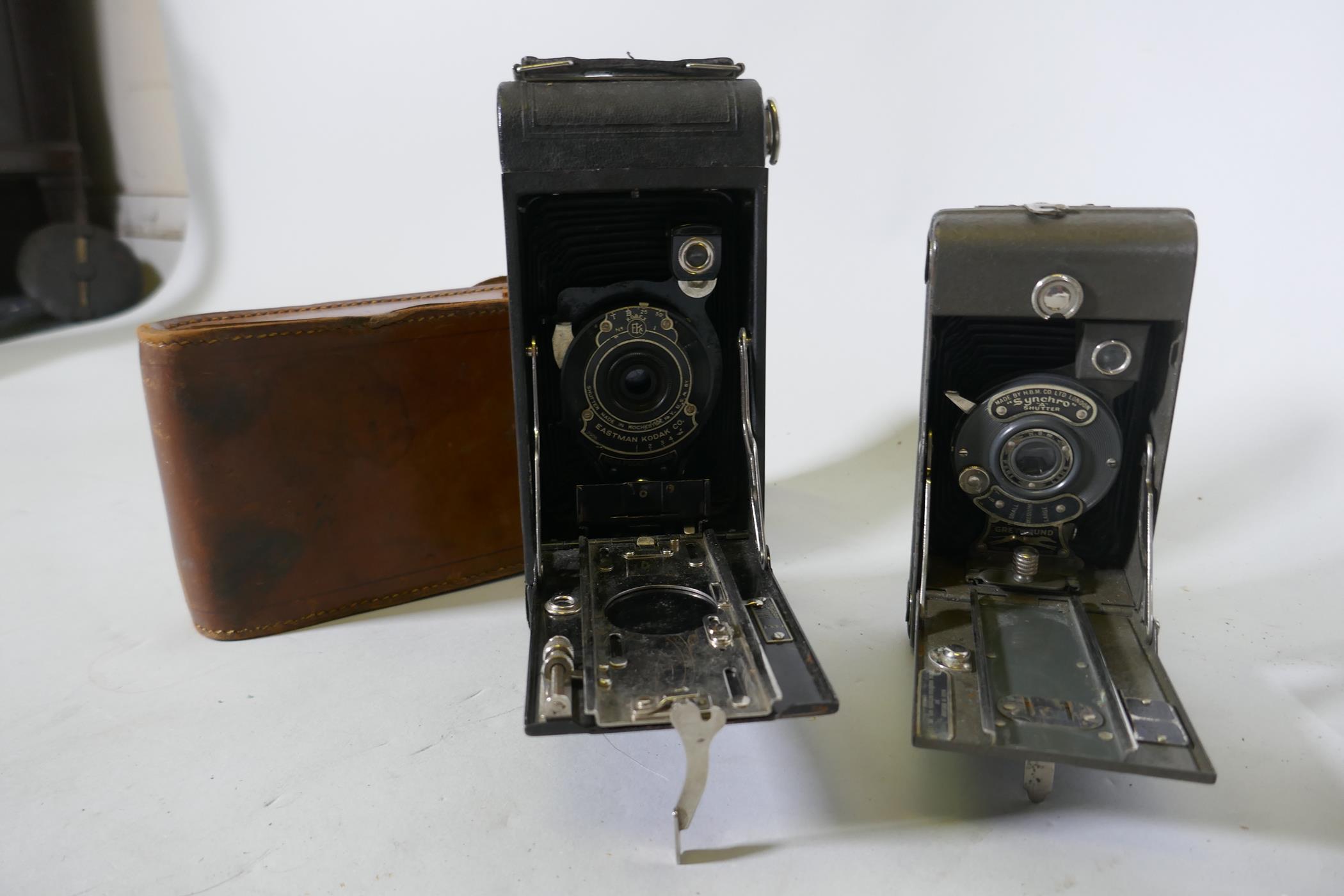 An Ensign Greyhound folding camera, Kodak No1A pocket camera and a pair of Greenkat field glasses - Image 2 of 3