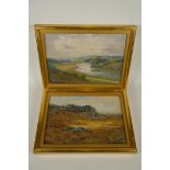 William Christie, The River Dee, and a landscape with marshes, both signed, oils, largest 22 x 32cm