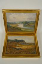 William Christie, The River Dee, and a landscape with marshes, both signed, oils, largest 22 x 32cm