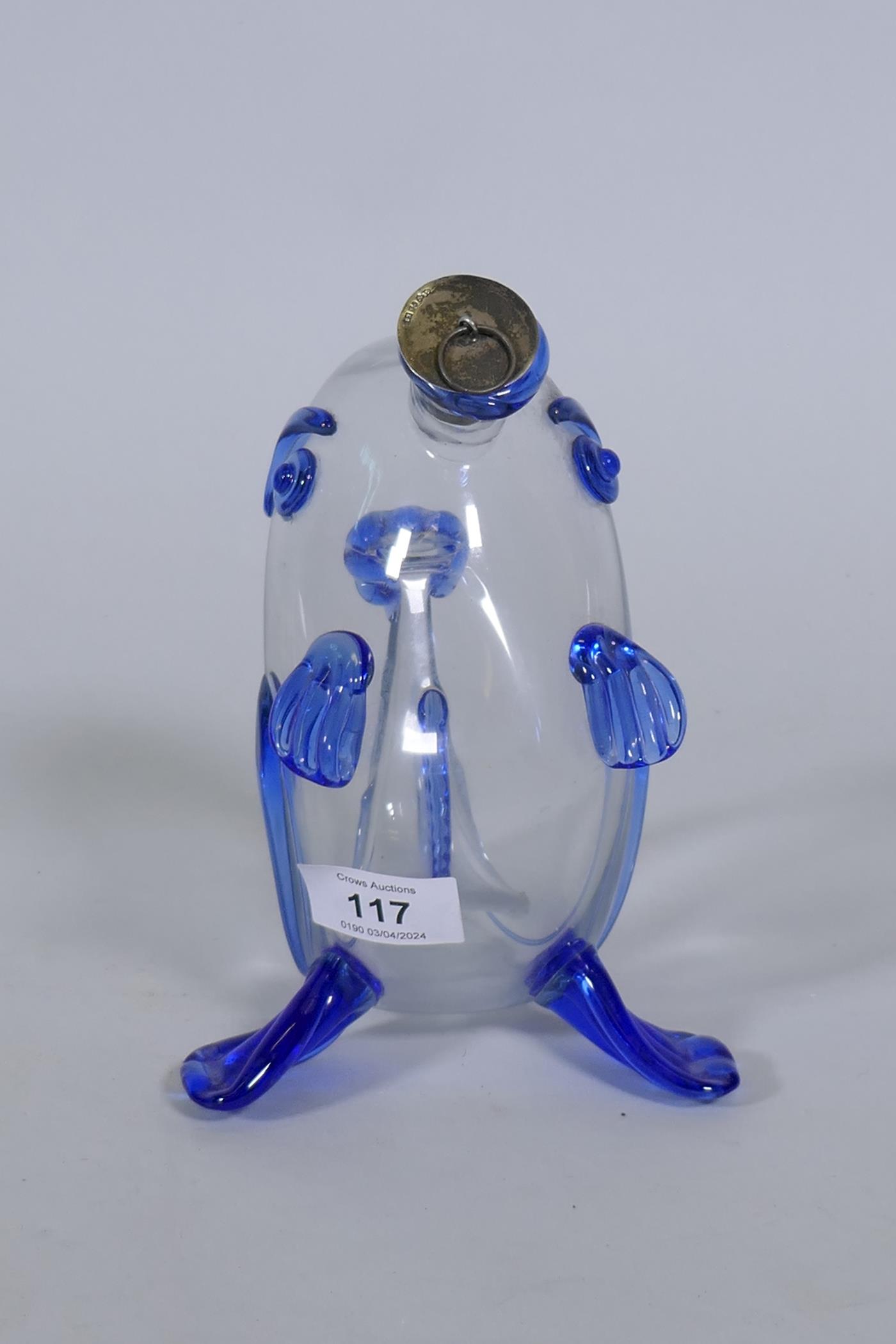 Hugo Gehlin, Art Deco Swedish glass fish decanter with hallmarked silver stopper, 1931, 19cm high - Image 2 of 5