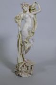 A Riessner, Stellmacher & Kessel, Turn Teplitz, Bohemian Art Nouveau porcelain figure of a draped