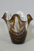 An overlaid glass bowl with pierced sides, Bohemian/Murano, 26cm high