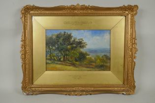 Robert Gallon, St Martha's, Guildford, some history inscribed on the frame and verso, oil on