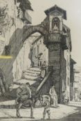 Job Nixon, Continental street scene, etching inscribed J. Nixon, 1929 London, and signed in