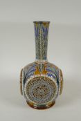 A C19th Doulton Lambeth stoneware vase by Emily E. Stormer, decorated with raised reticulated floral