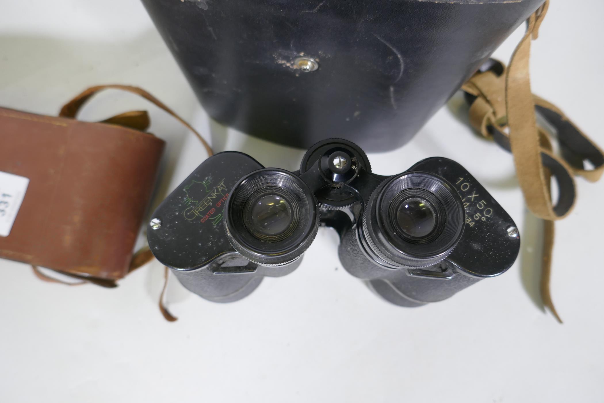 An Ensign Greyhound folding camera, Kodak No1A pocket camera and a pair of Greenkat field glasses - Image 3 of 3
