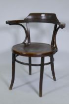 An early C20th Thonet style bentwood armchair