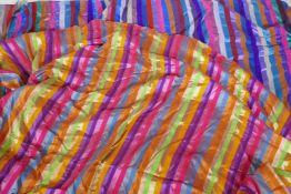 Two brightly coloured throws with lustre threads, 165 x 265cm
