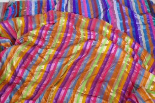 Two brightly coloured throws with lustre threads, 165 x 265cm