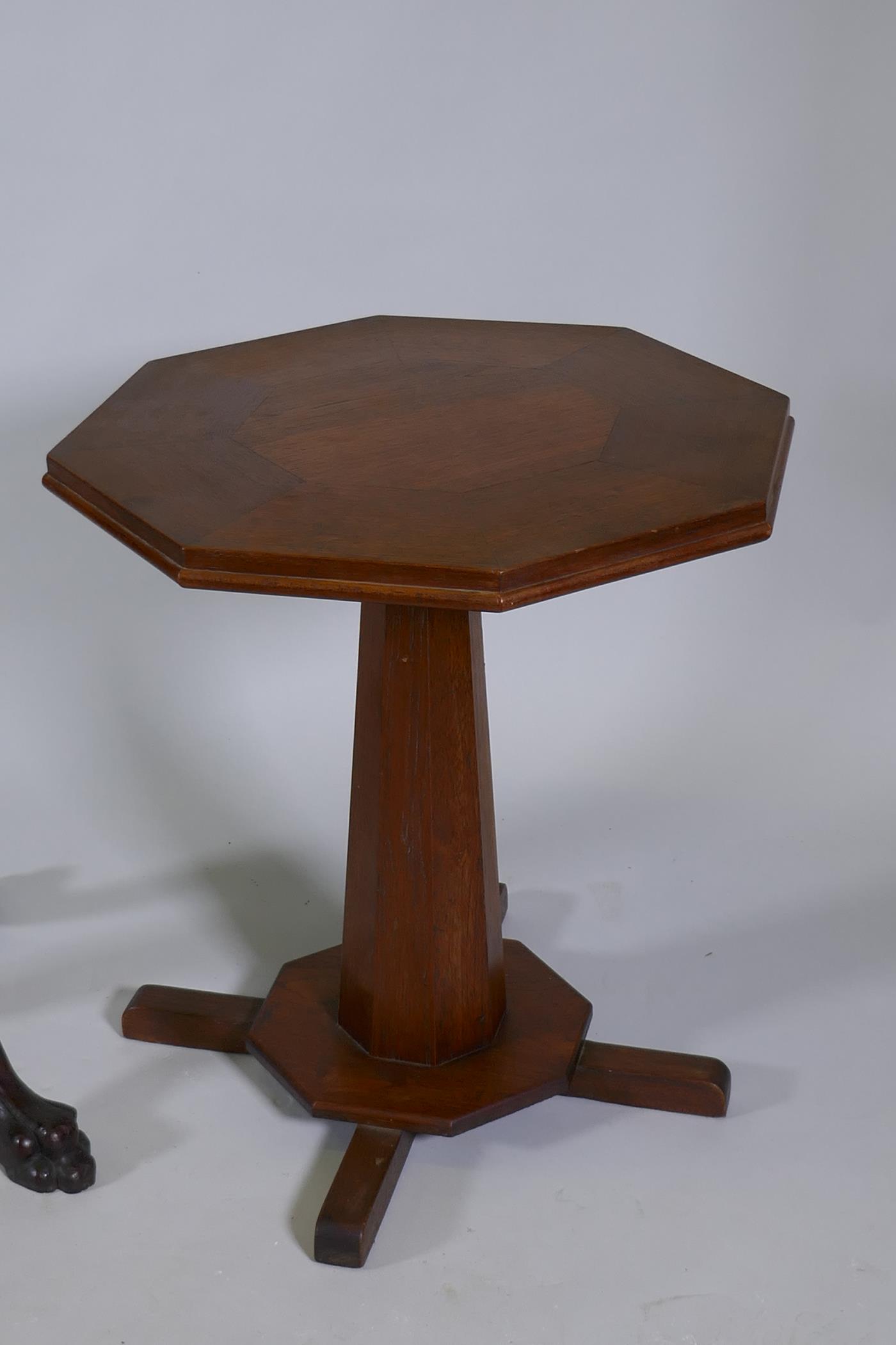 A Victorian mahogany torchere/jardiniere stand, raised on a fluted column with carved cabriole - Image 2 of 6