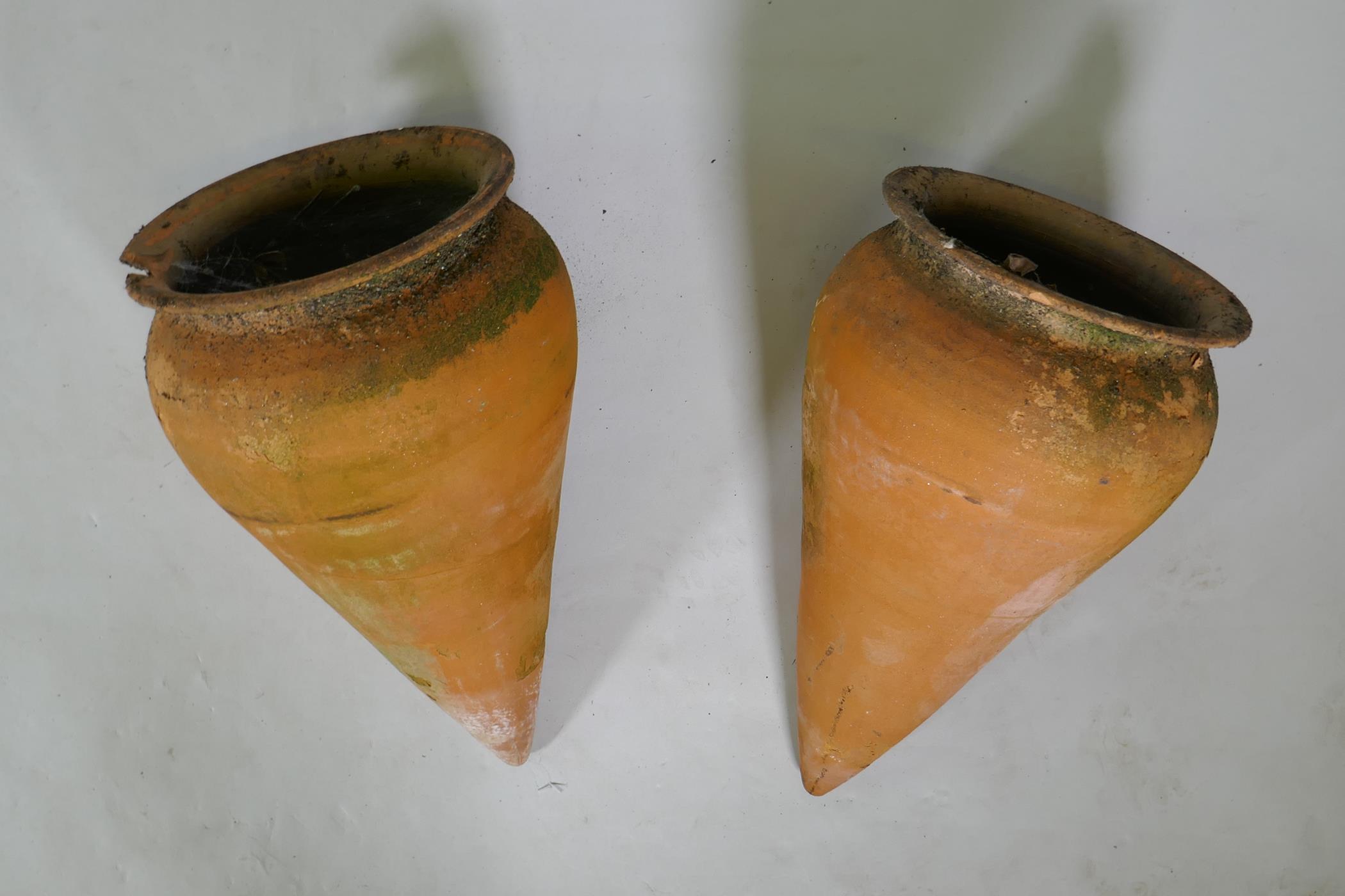 A pair of terracotta amphora, 48cm high, 27cm diameter - Image 2 of 3
