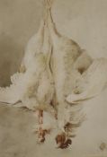 David Cox Junior, still life, hanging poultry, signed D. Cox, watercolour, 11 x 15cm