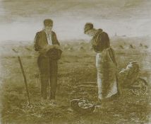 After Jean-Francois Millet, (French, 1814-1875), L'Angelus (The Angelus), engraving, indistinctly