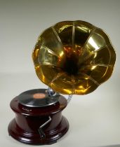 A vintage style 'Victrola' gramophone, horn 38cm diameter