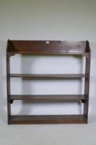 A vintage stained pine open bookshelf, 118 x 21 x 123cm