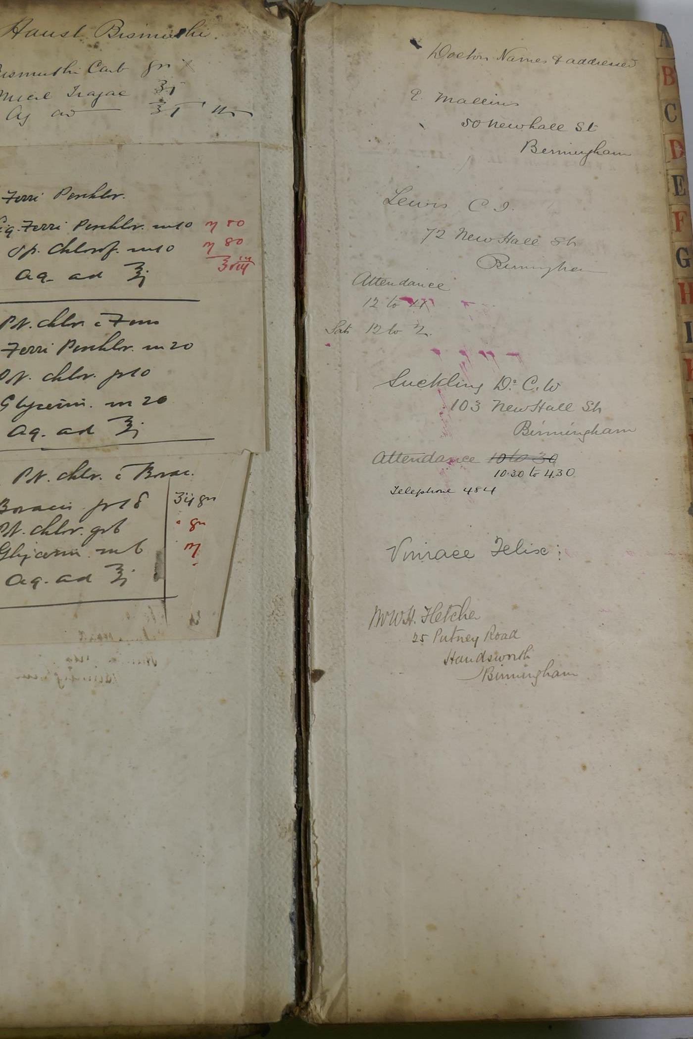 Two handwritten ledgers containing names and prescriptions, one 1850s, the other early 1900s, from - Image 4 of 5