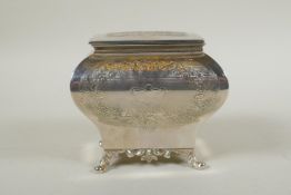 An antique silver plated tea caddy by W.W. Harrison & Co of Sheffield, 11cm high