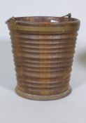 A C19th Dutch fruitwood peat bucket, 30cm high