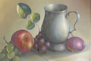 George Leslie Reekie, still life with fruit, signed, oil on board, 29 x 25cm