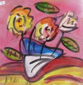 Peter Keil, flowers, signed and dated '74, oil on board, 61 x 61cm