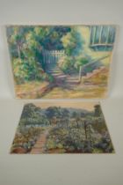 Winifred de Vany, The Garden Steps, and A Garden Path, one signed, the other signed verso,