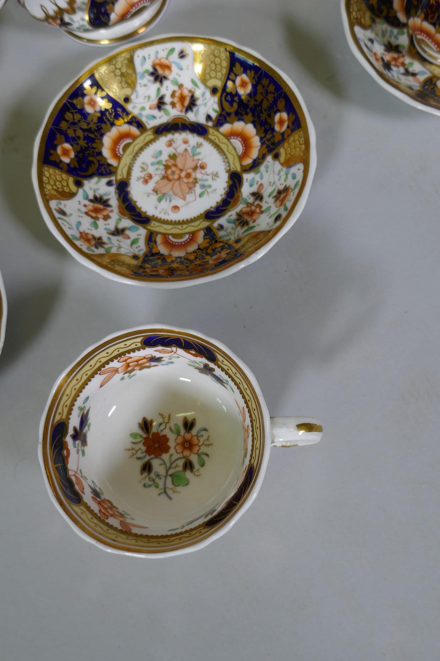 A Staffordshire Imari pattern six place tea set, with twelve spare cups, 42 pieces - Image 5 of 6