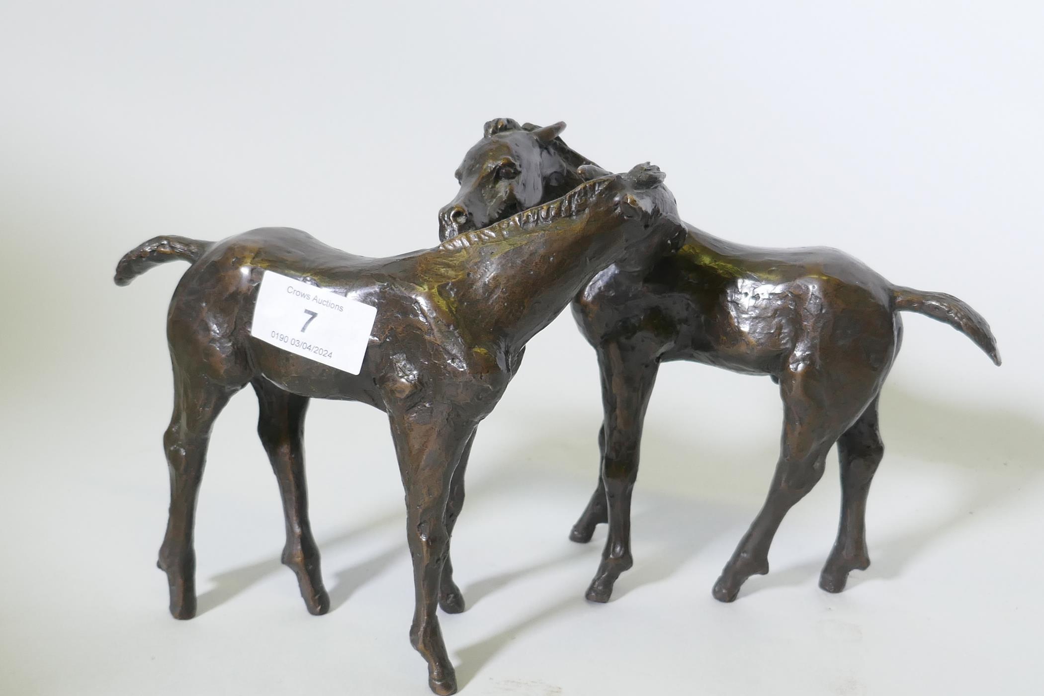 Kurt Arentz, bronze model of two horses, signed and numbered 2-25, 18cm high - Image 2 of 3
