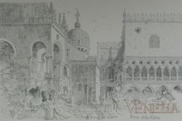 John Ward, R.A., Venezia, limited edition etching, signed and numbered in pencil, 40 x 61cm