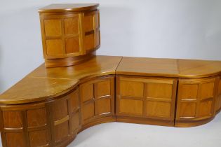 Five Nathan teak corner cabinets