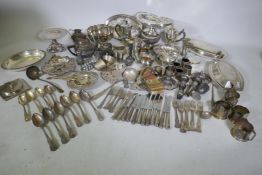 A quantity of silver plated ware, entree dishes, King Edward pattern flatware etc
