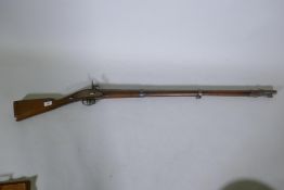 A C19th Italian Piedmontese service musket, converted to percussion cap, Turin armoury marks to