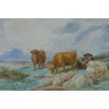 W. Sidney Cooper, cattle in a mountain landscape, signed, watercolour, 27 x 37cm