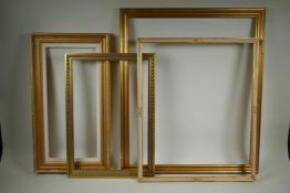 Four gilt picture frames of various sizes, largest rebate 56 x 66cm