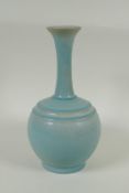 A Chinese crackle glazed ru ware style vase, 27cm high