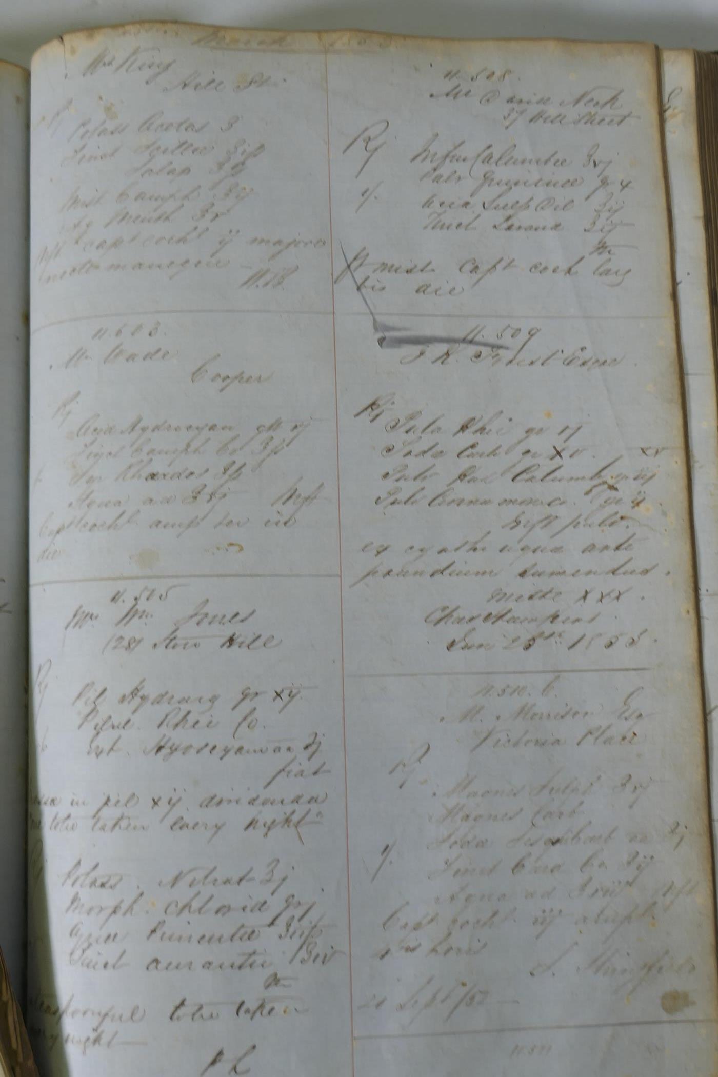 Two handwritten ledgers containing names and prescriptions, one 1850s, the other early 1900s, from - Image 3 of 5