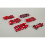 Five Tameo 1:43 scale metal kit built Ferrari models including a Ferrari 312P coupe Le Mans, a