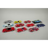 Ten starter 1:43 scale kit built Ferrari models, including a Ferrari Dino 246 GT, a Ferrari TR