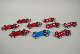 Nine K&R Replicars 1:43 scale metal kit built models of a Ferrari 500 1952