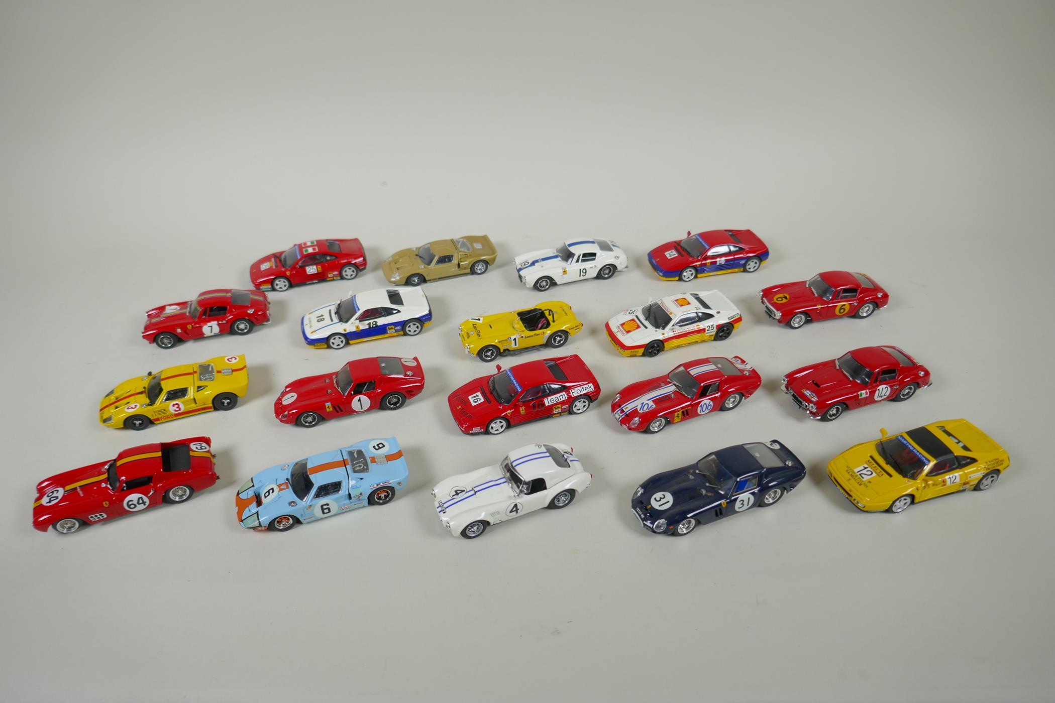 Nineteen Bang Models die cast 1:43 scale model cars to include Ferrari 348, Ferrari 250 SWB, AC